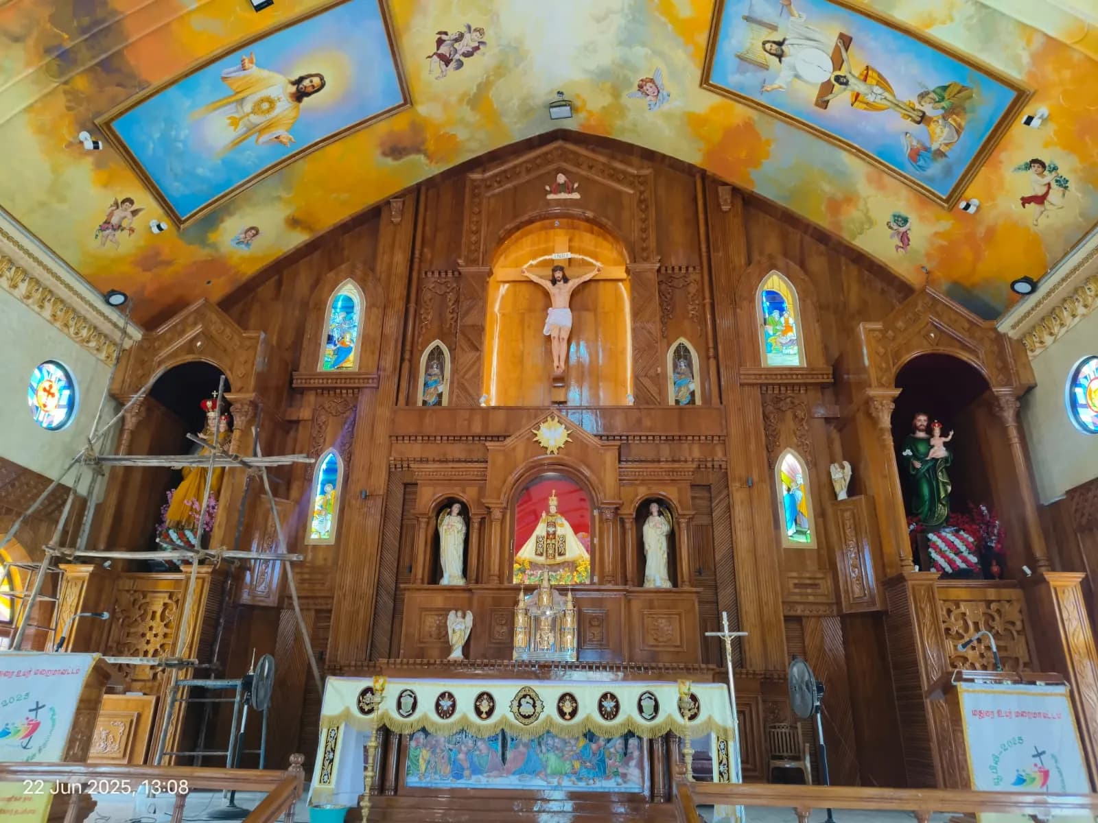 The altar, completed and painted