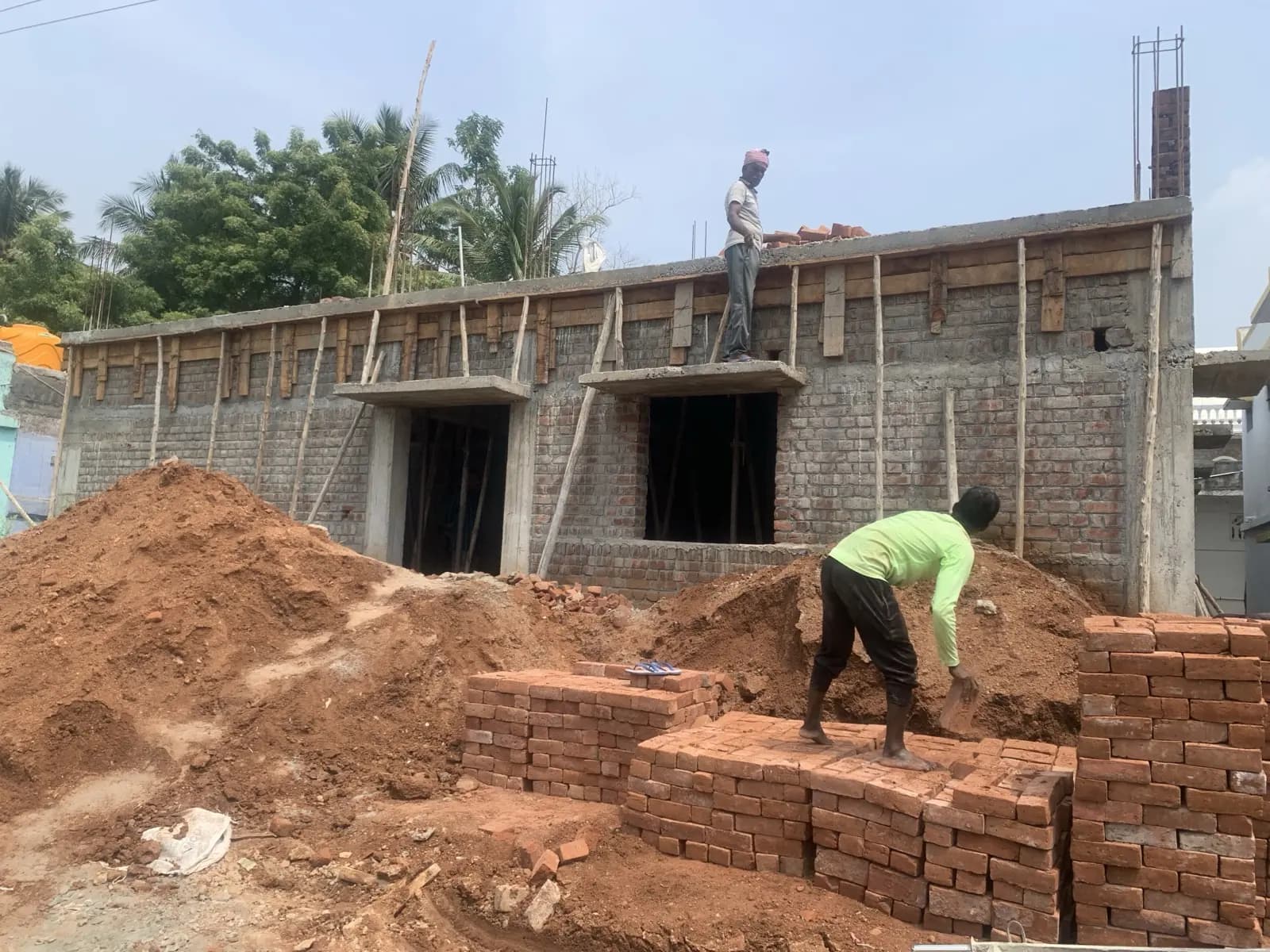 Masons at work on the shrine walls