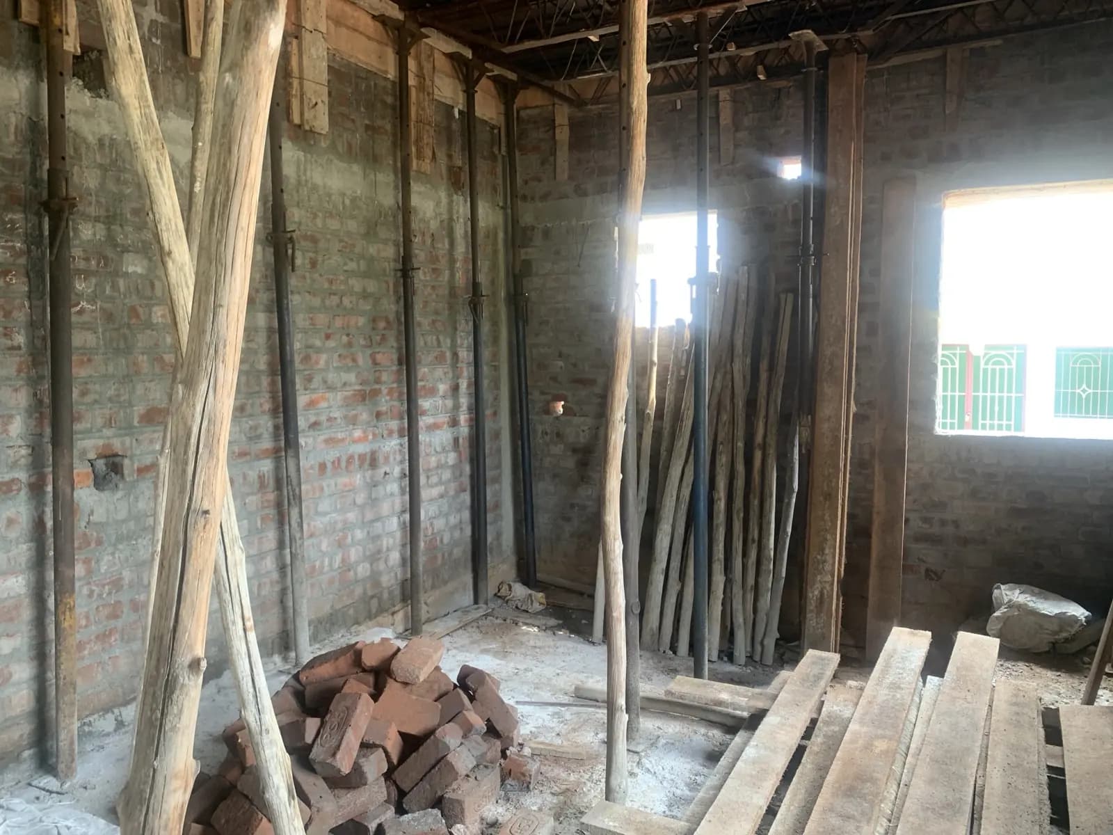Timber work inside the shrine