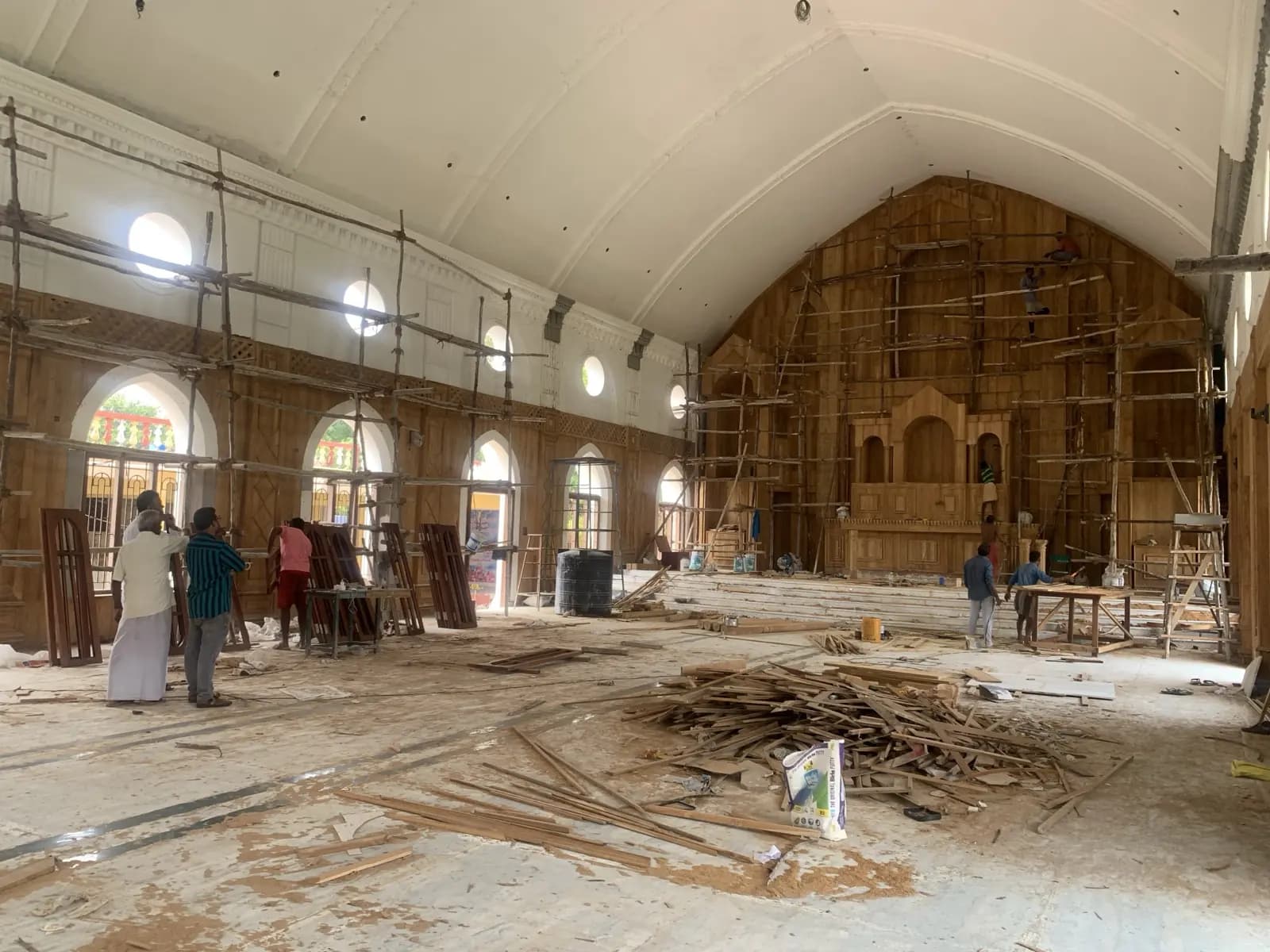 Craftsmen at work on the altar