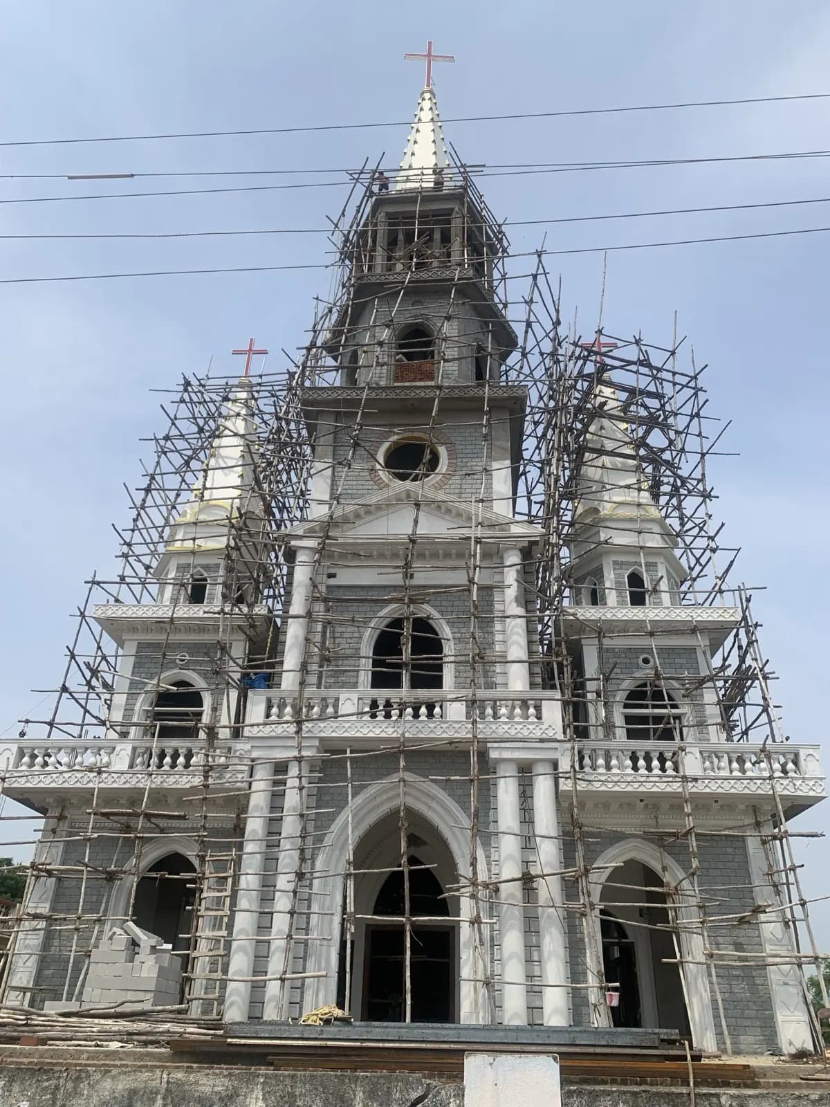 The shrine tower nearing completion